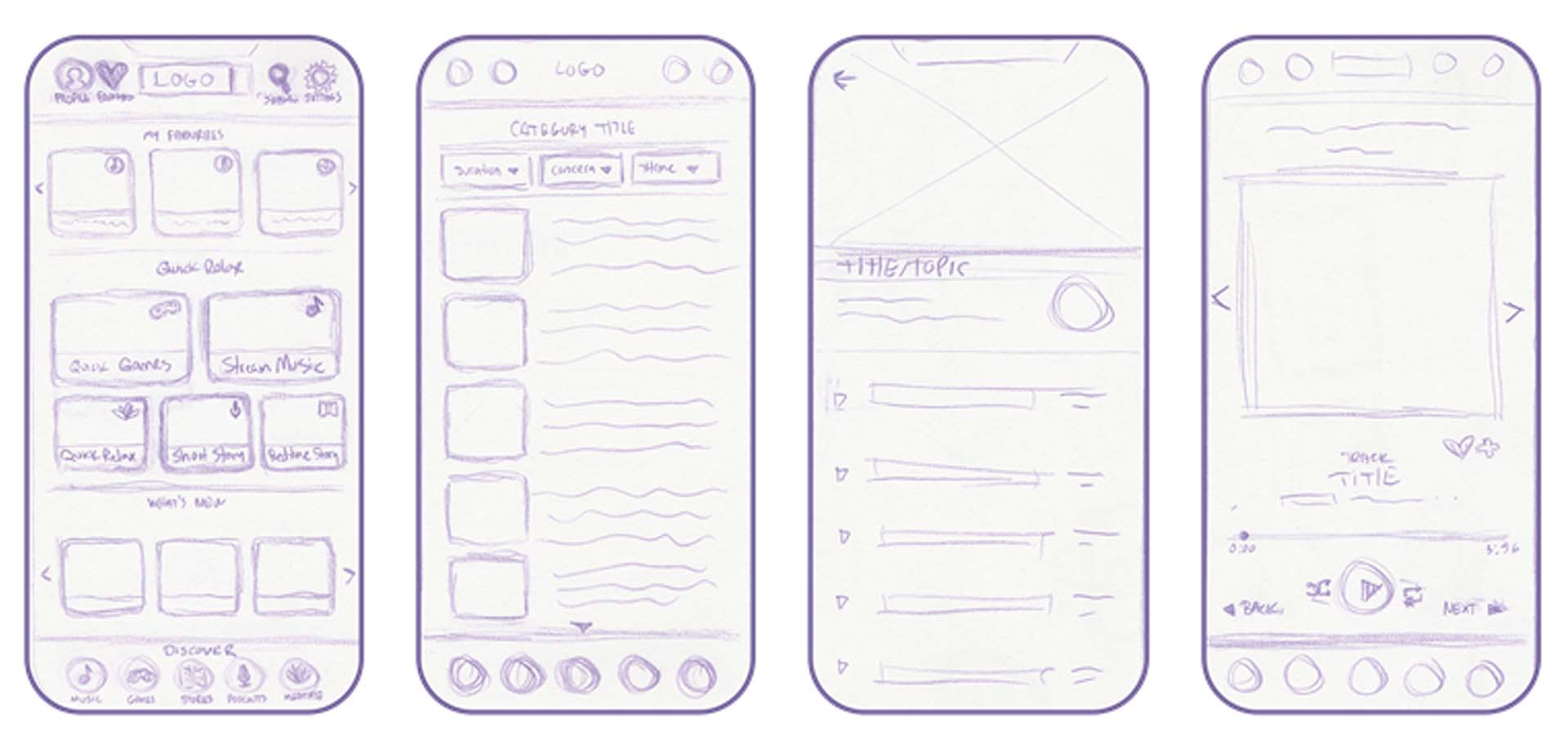 Relax App UI UX Jamie Langevin Early Sketches 01